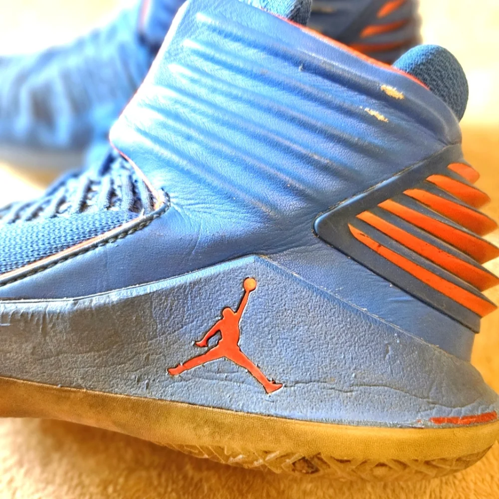 Jordan crafted by jordan  these air jordan 32 russell westbrook sneakers are part of the air jordan product line and designed with a  photo blue
